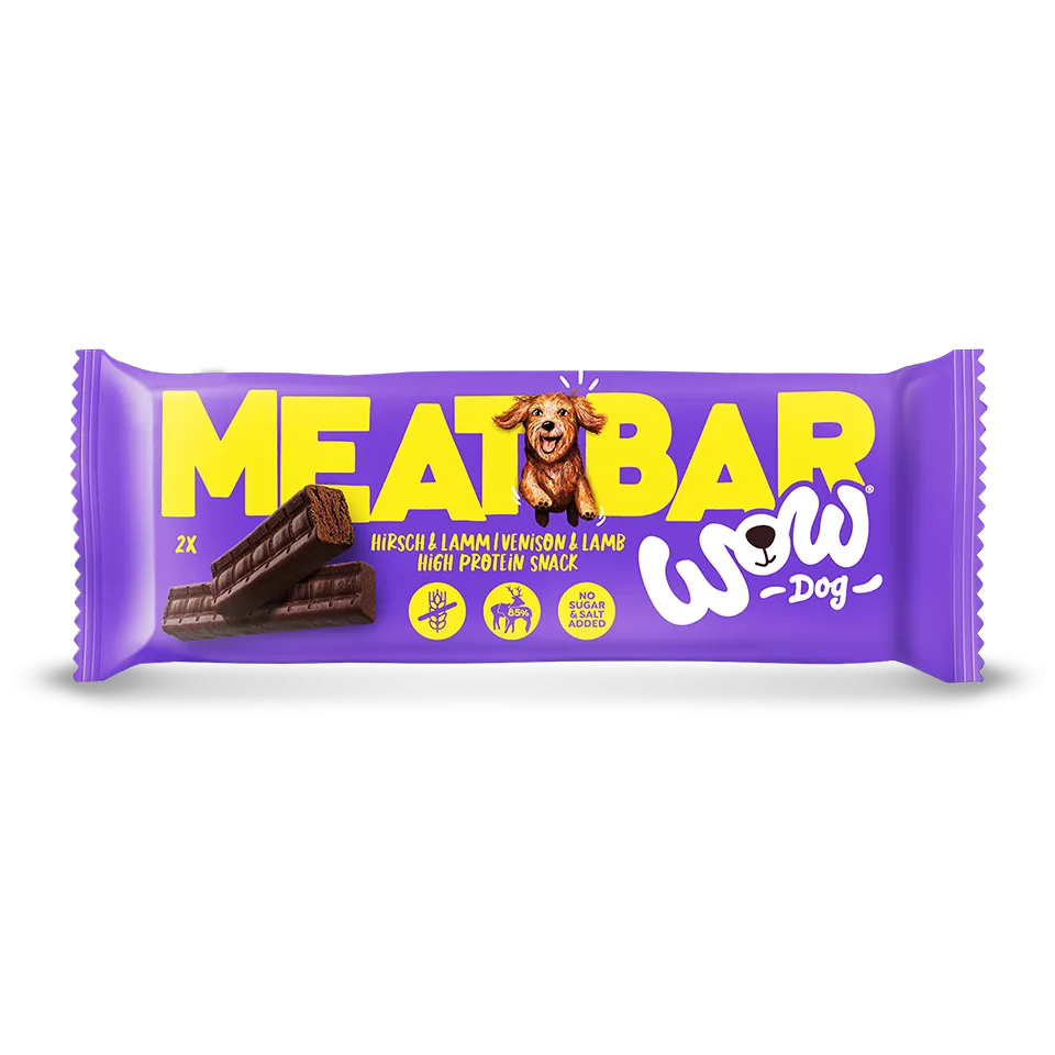 WOW DOG Meat Bar – Hirsch & Lamm | Hochwertiger Proteinriegel für Hunde 40g