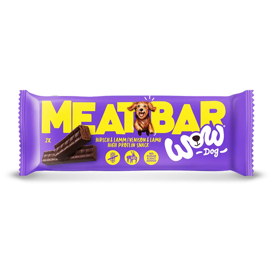 WOW DOG Meat Bar – Hirsch & Lamm | Hochwertiger Proteinriegel für Hunde 40g
